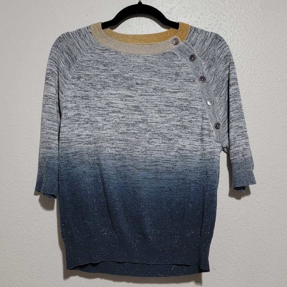 Zadig & Voltaire Just Tie Dye Sweater Gray Blue Gold Women XS Knit Metallic